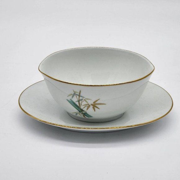 Vintage Noritake Gravy Boat with Attached Underplate Oriental #6341 - Picture 2 of 6